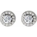 Round 4-Prong Halo-Style Earrings