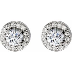 Round 4-Prong Halo-Style Earrings