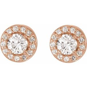 Round 4-Prong Halo-Style Earrings