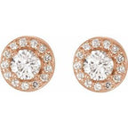 Round 4-Prong Halo-Style Earrings