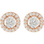 Round 4-Prong Halo-Style Earrings