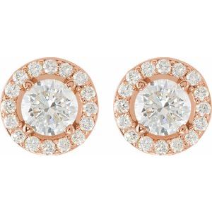 Round 4-Prong Halo-Style Earrings