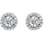 Round 4-Prong Halo-Style Earrings
