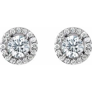Round 4-Prong Halo-Style Earrings