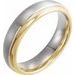 Single Sided Stepped Beveled-Edge Comfort-Fit Half Round Band with Brush Finish