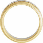 Single Sided Stepped Beveled-Edge Comfort-Fit Half Round Band with Brush Finish