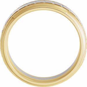 Single Sided Stepped Beveled-Edge Comfort-Fit Half Round Band with Brush Finish