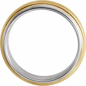 Single Sided Stepped-Edge Comfort-Fit Flat Band with Brush Finish