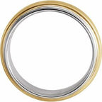 Single Sided Stepped-Edge Comfort-Fit Flat Band with Brush Finish