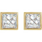 Square Bezel-Set Stud Earrings