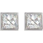Square Bezel-Set Stud Earrings
