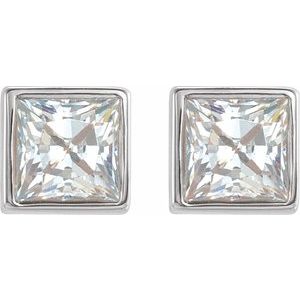 Square Bezel-Set Stud Earrings