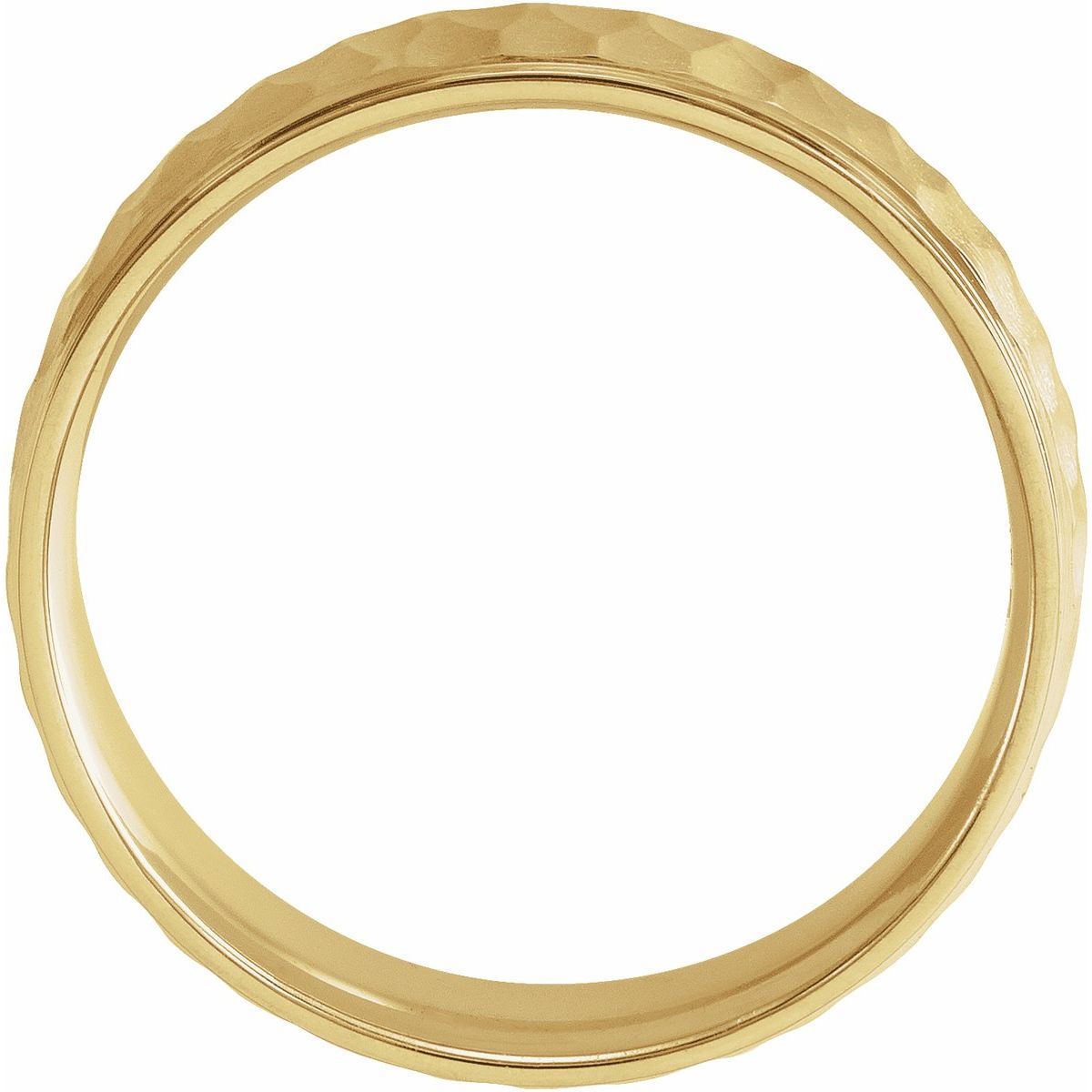 Stepped-Edge Comfort-Fit Flat Band with Matte Hammer Finish