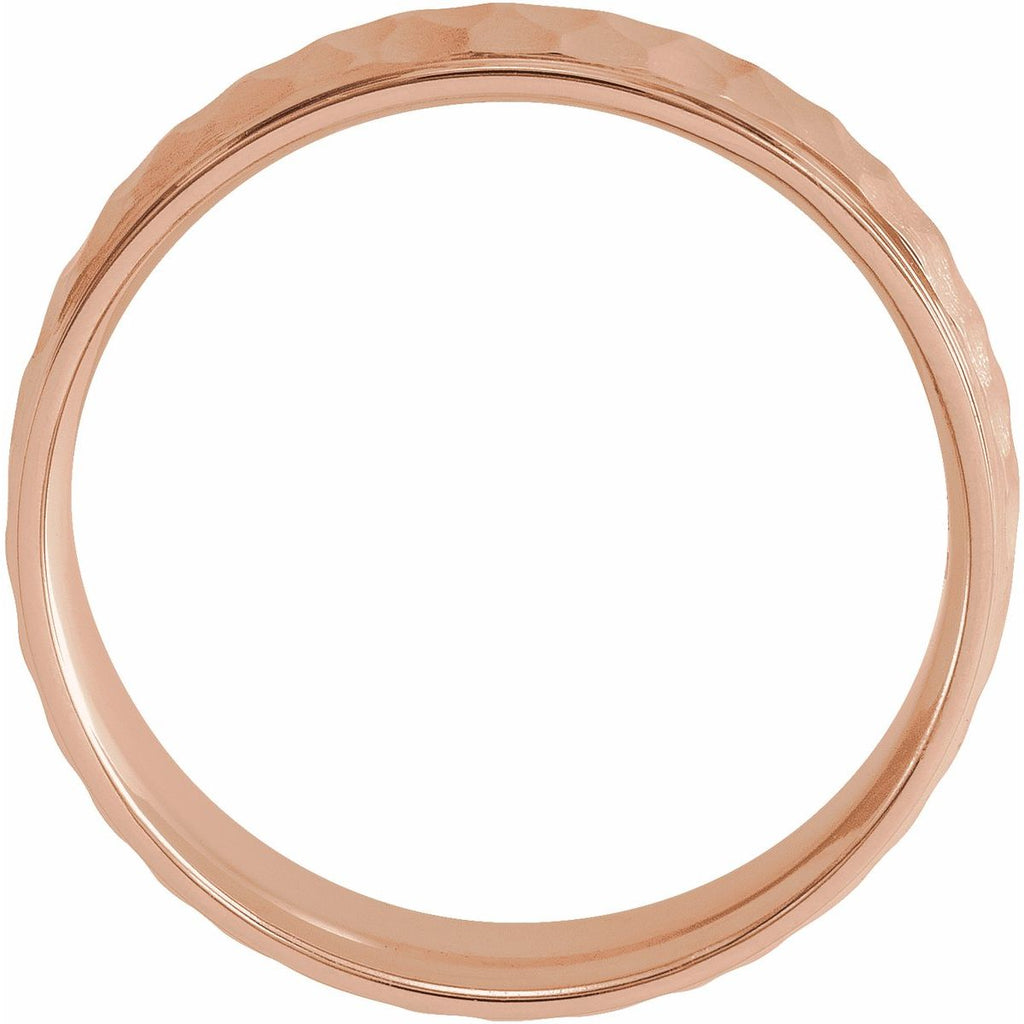 Stepped-Edge Comfort-Fit Flat Band with Matte Hammer Finish