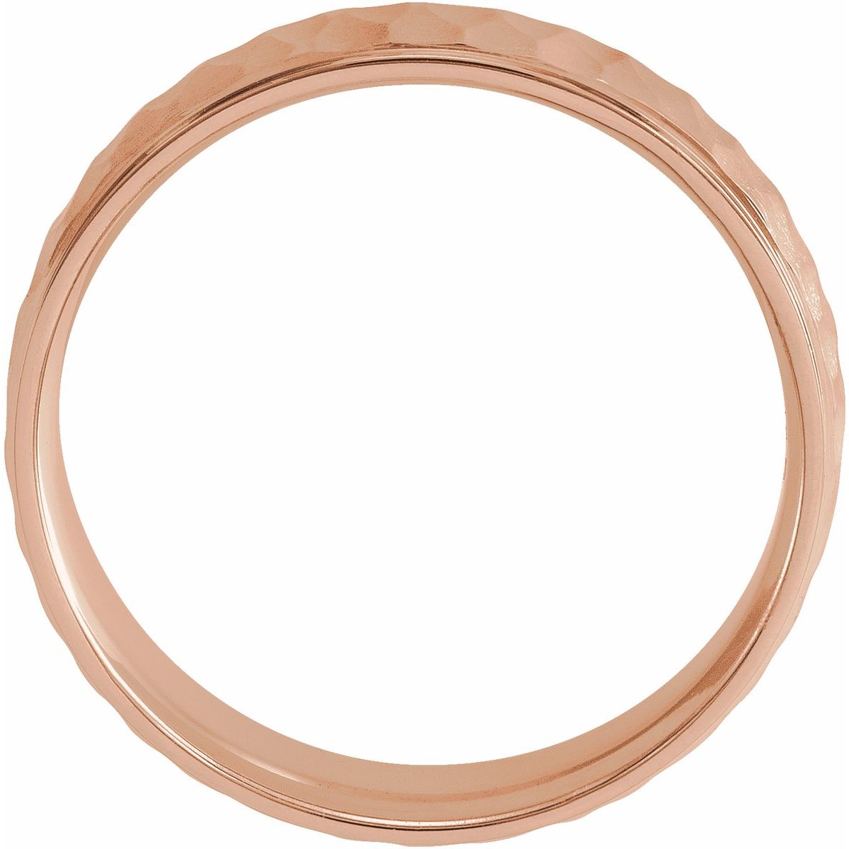 Stepped-Edge Comfort-Fit Flat Band with Matte Hammer Finish