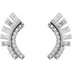 Baguette Accented Fan Earrings