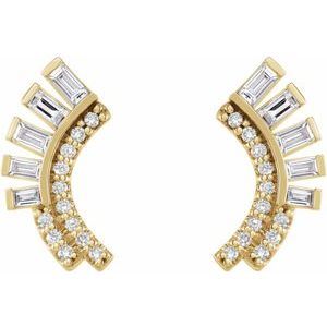 Baguette Accented Fan Earrings