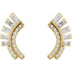 Baguette Accented Fan Earrings