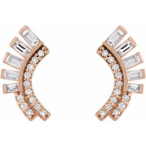 Baguette Accented Fan Earrings