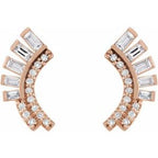 Baguette Accented Fan Earrings