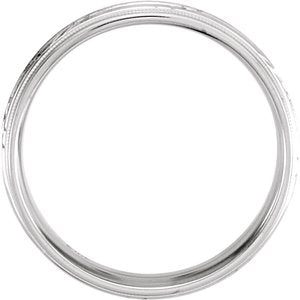 Stepped-Edge Milgrain Grooved Comfort-Fit Half Round Band with Satin Finish