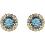 Round 4-Prong Halo-Style Earrings