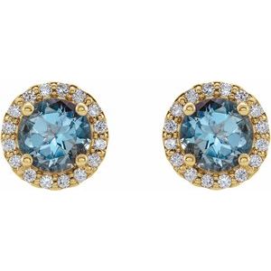 Round 4-Prong Halo-Style Earrings