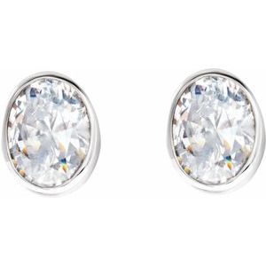 Oval Bezel-Set Stud Earrings