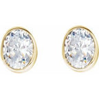 Oval Bezel-Set Stud Earrings
