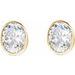 Oval Bezel-Set Stud Earrings