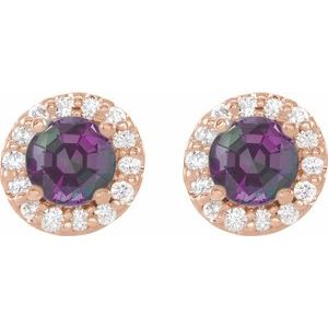 Round 4-Prong Halo-Style Earrings