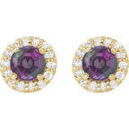Round 4-Prong Halo-Style Earrings
