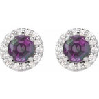 Round 4-Prong Halo-Style Earrings