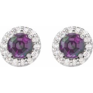 Round 4-Prong Halo-Style Earrings