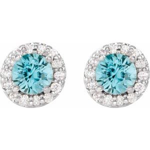 Round 4-Prong Halo-Style Earrings