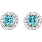 Round 4-Prong Halo-Style Earrings