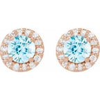 Round 4-Prong Halo-Style Earrings