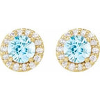 Round 4-Prong Halo-Style Earrings