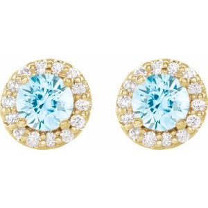 Round 4-Prong Halo-Style Earrings