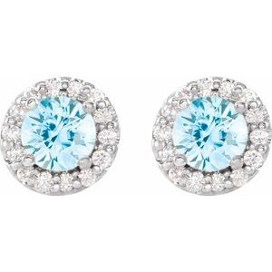 Round 4-Prong Halo-Style Earrings