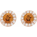 Round 4-Prong Halo-Style Earrings