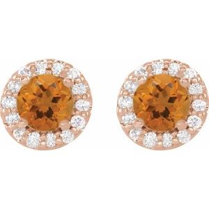 Round 4-Prong Halo-Style Earrings
