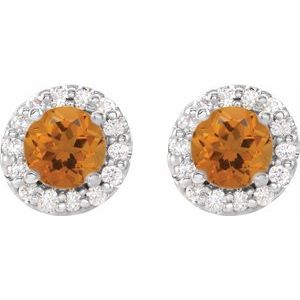 Round 4-Prong Halo-Style Earrings