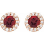 Round 4-Prong Halo-Style Earrings
