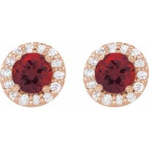 Round 4-Prong Halo-Style Earrings