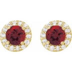 Round 4-Prong Halo-Style Earrings