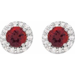 Round 4-Prong Halo-Style Earrings
