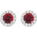 Round 4-Prong Halo-Style Earrings