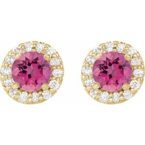 Round 4-Prong Halo-Style Earrings