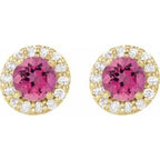 Round 4-Prong Halo-Style Earrings
